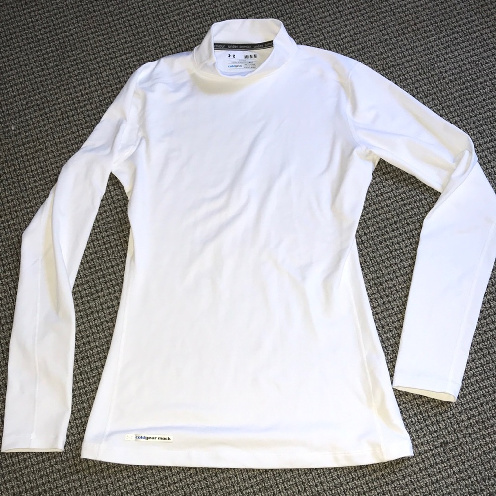 Under Armour Women’s White‎ Long Sleeve HeatGear Mock Neck Top